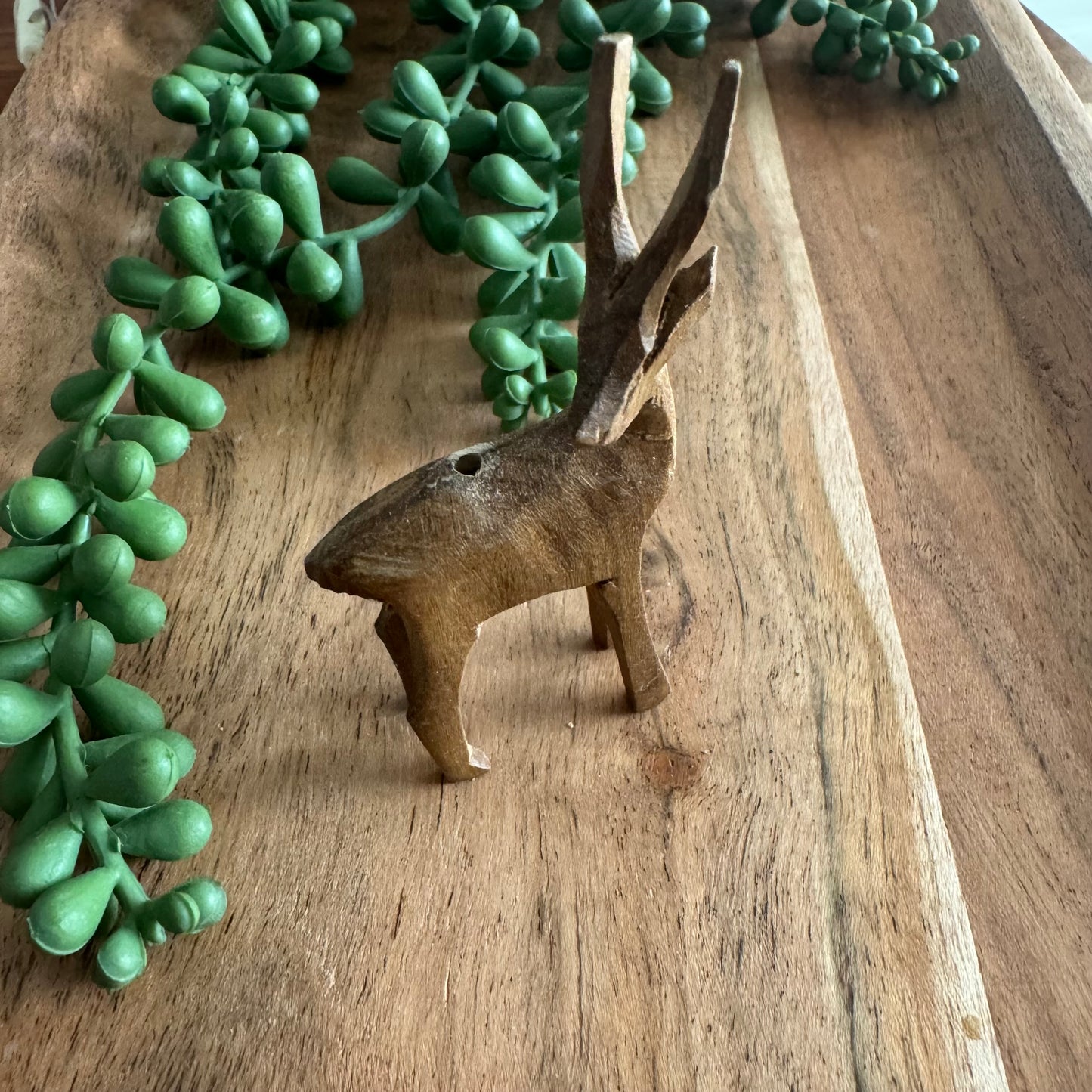 Vintage Carved African Antelope Pendant -Wood