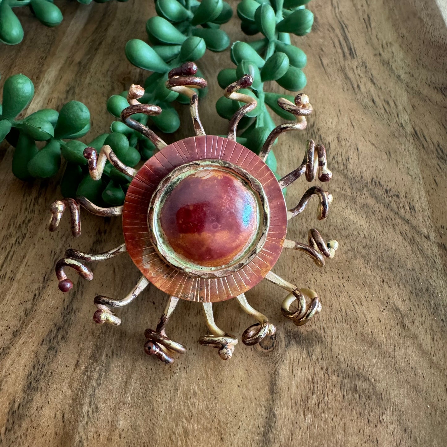 Copper Sunburst Pendant with Brass Ray Accents by Patricia Healey PH01