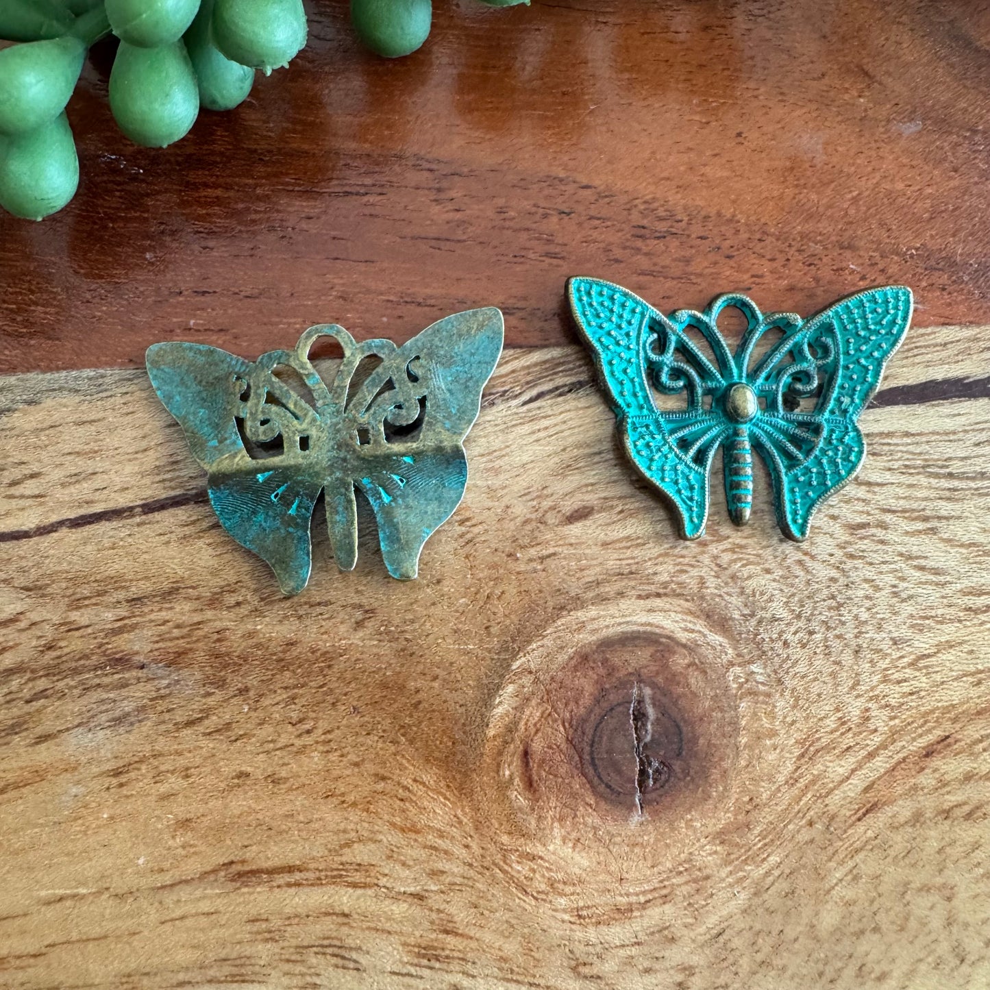 Bronze Patina Butterfly Charms – Set of 2, 31x23mm