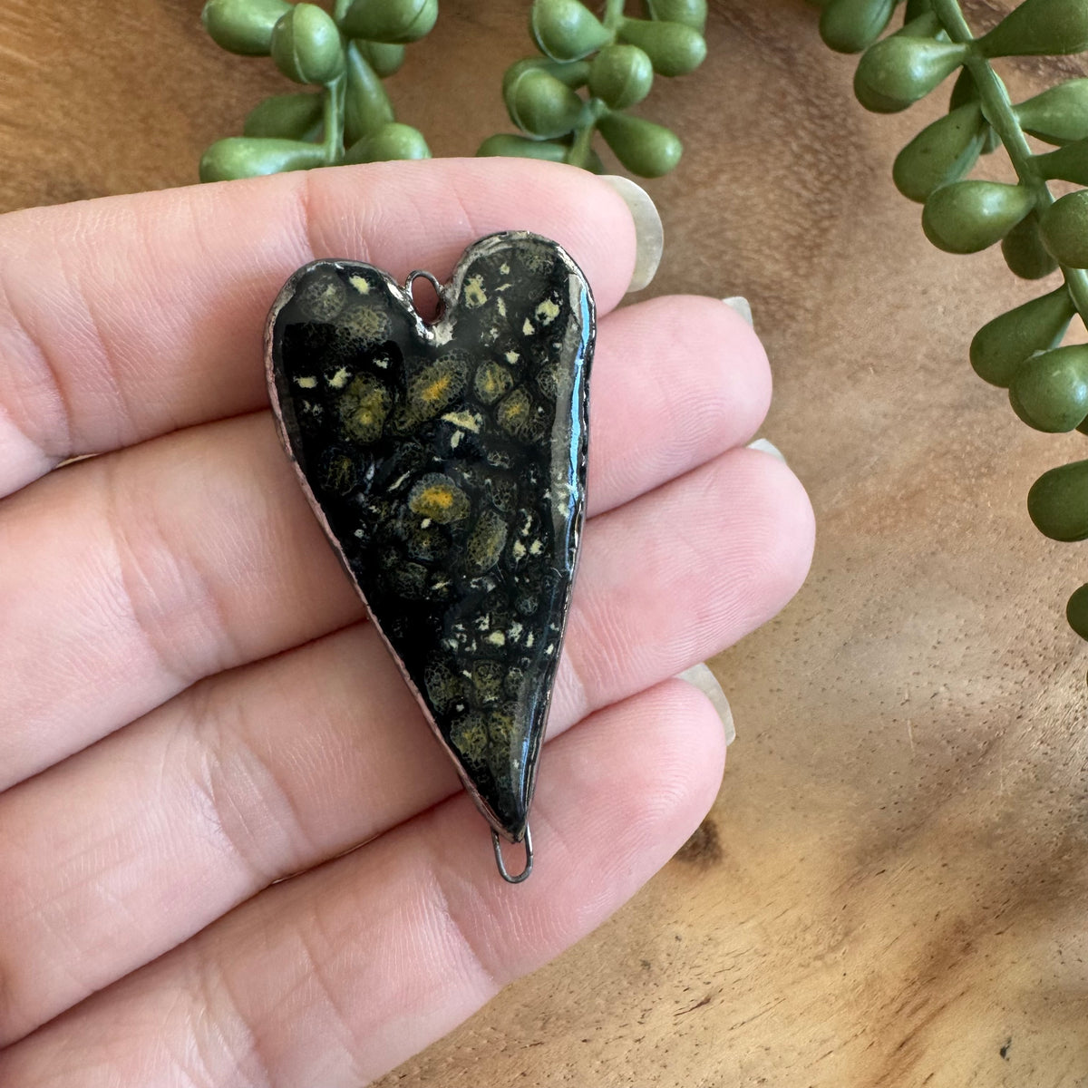 Artisan Ceramic Heart Connector Pendant by Molly Perry MP16