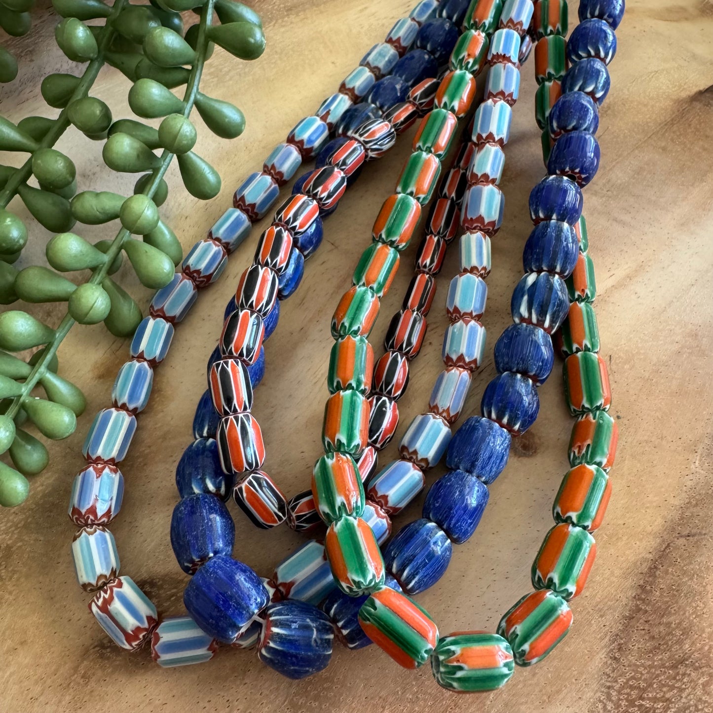 Chevron Glass Bead Lot 4 Strands Lot #3
