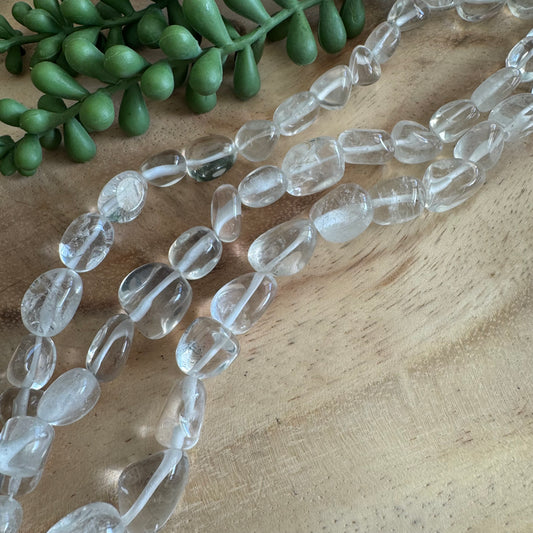 Crystal Quartz Nuggets | B Grade 9–15 mm – 15 Inch Strand QTZ01