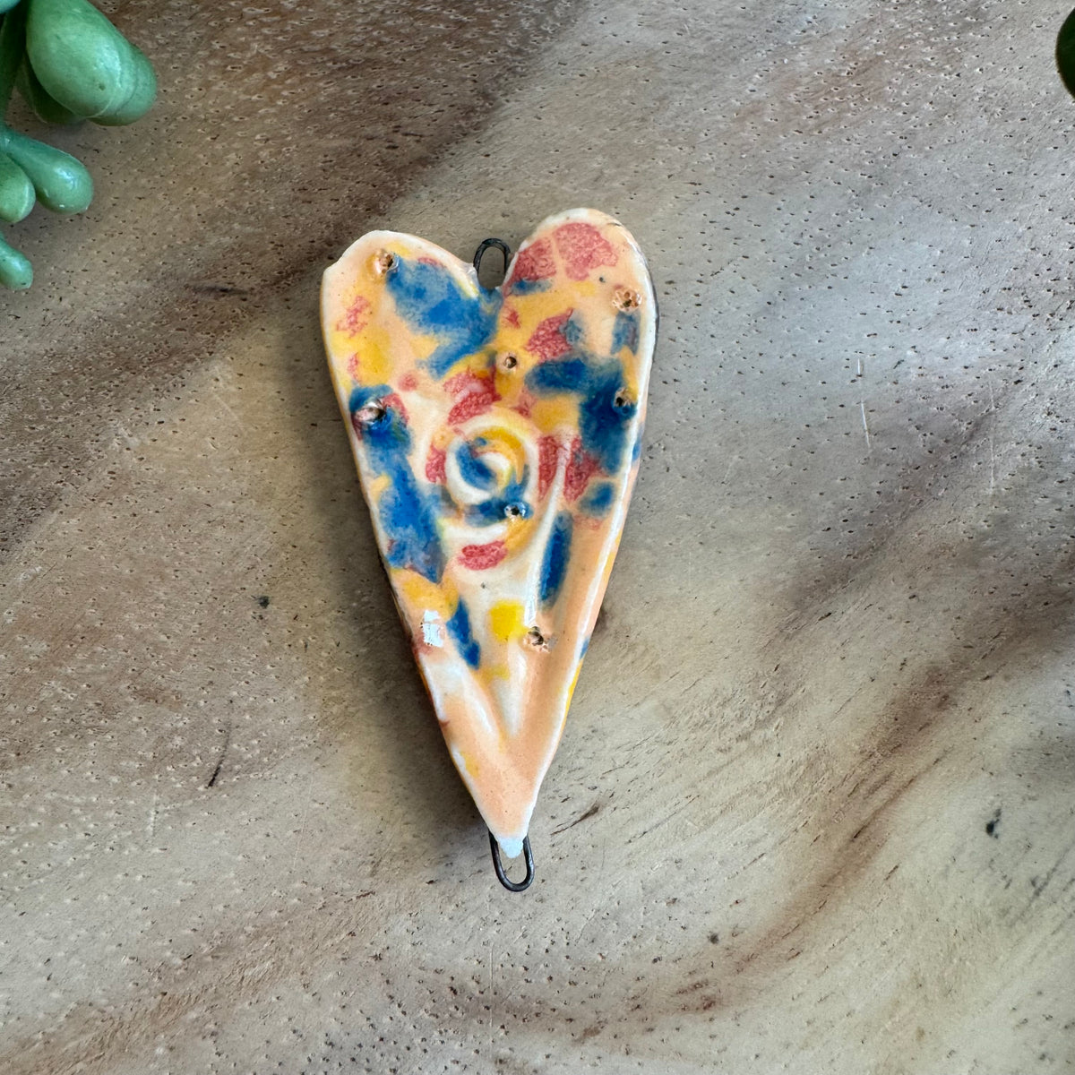 Artisan Ceramic Heart Connector Pendant by Molly Perry MP15