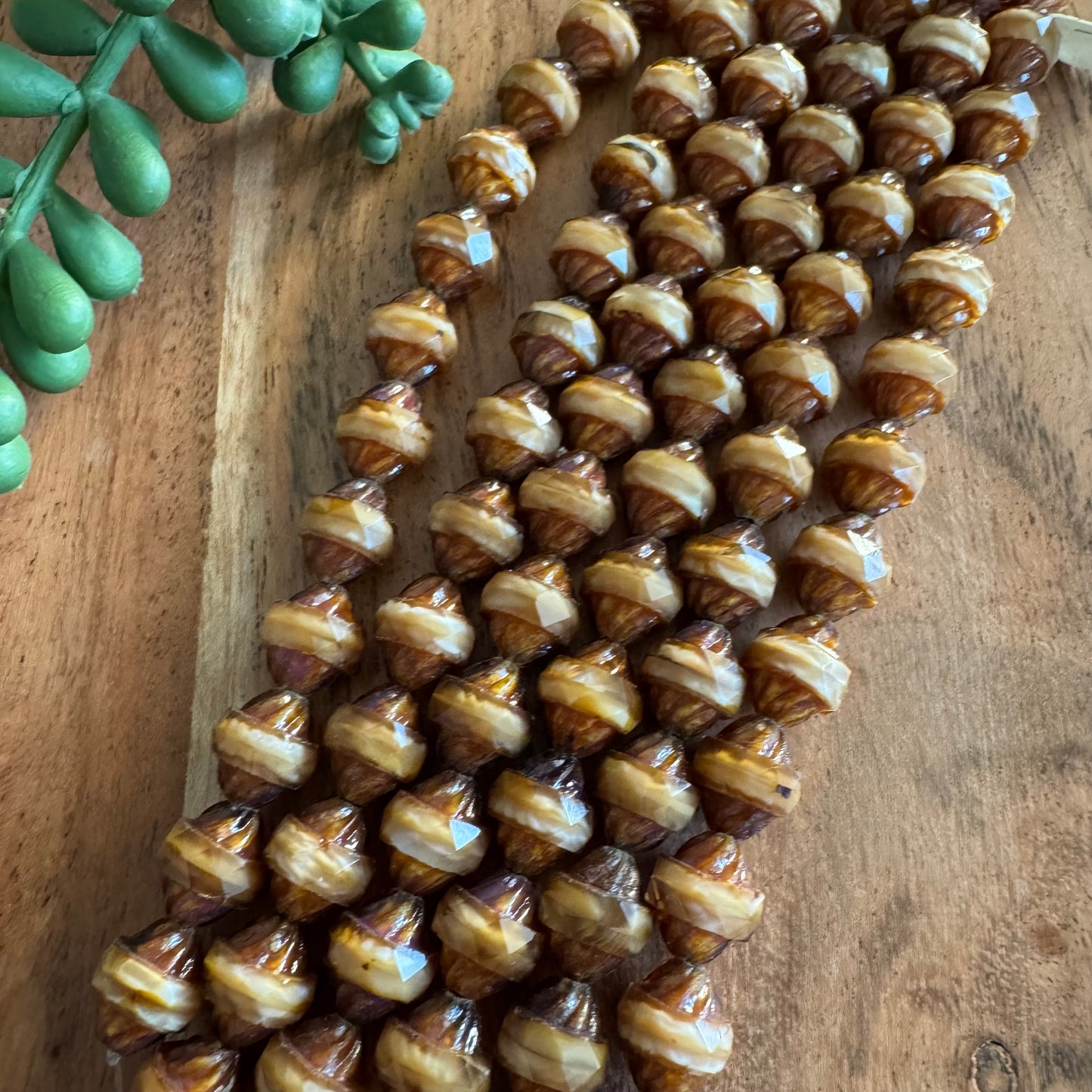 Vintage Czech Glass Turbine Bead Strand