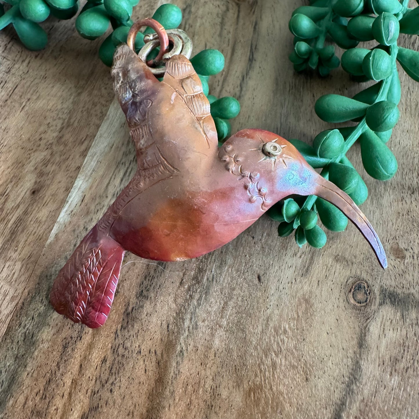 Large Copper Hummingbird Pendant with Brass Detail by Patricia Healey PH06