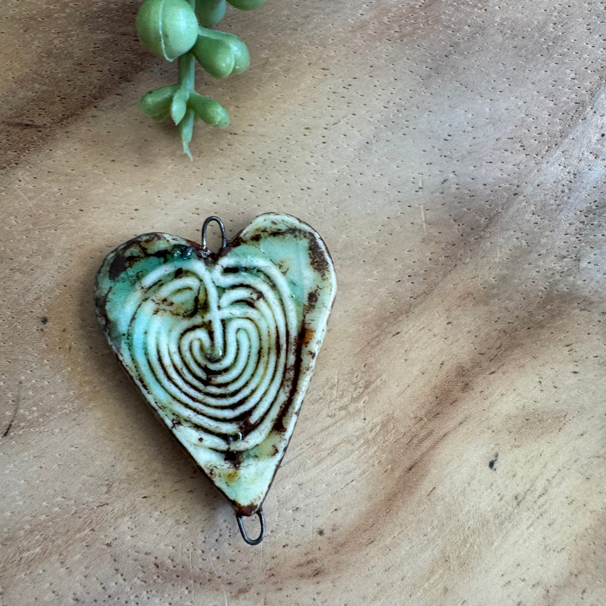Artisan Ceramic Heart Connector Pendant by Molly Perry MP17