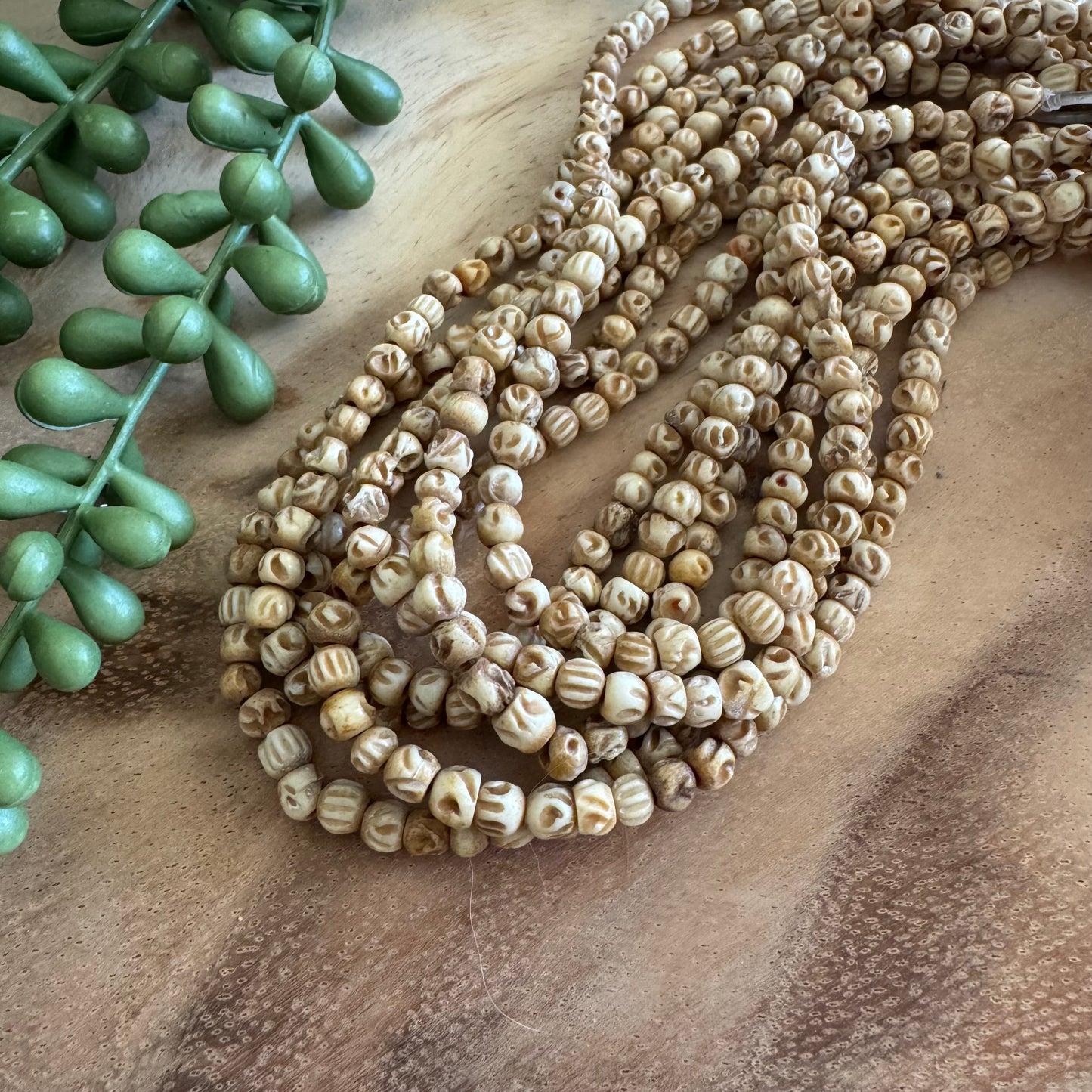 Carved Bone Round Beads – 5mm – 15–16 Inch Strand BN32