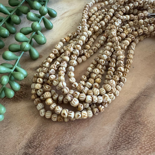 Carved Bone Round Beads – 5mm – 15–16 Inch Strand BN32