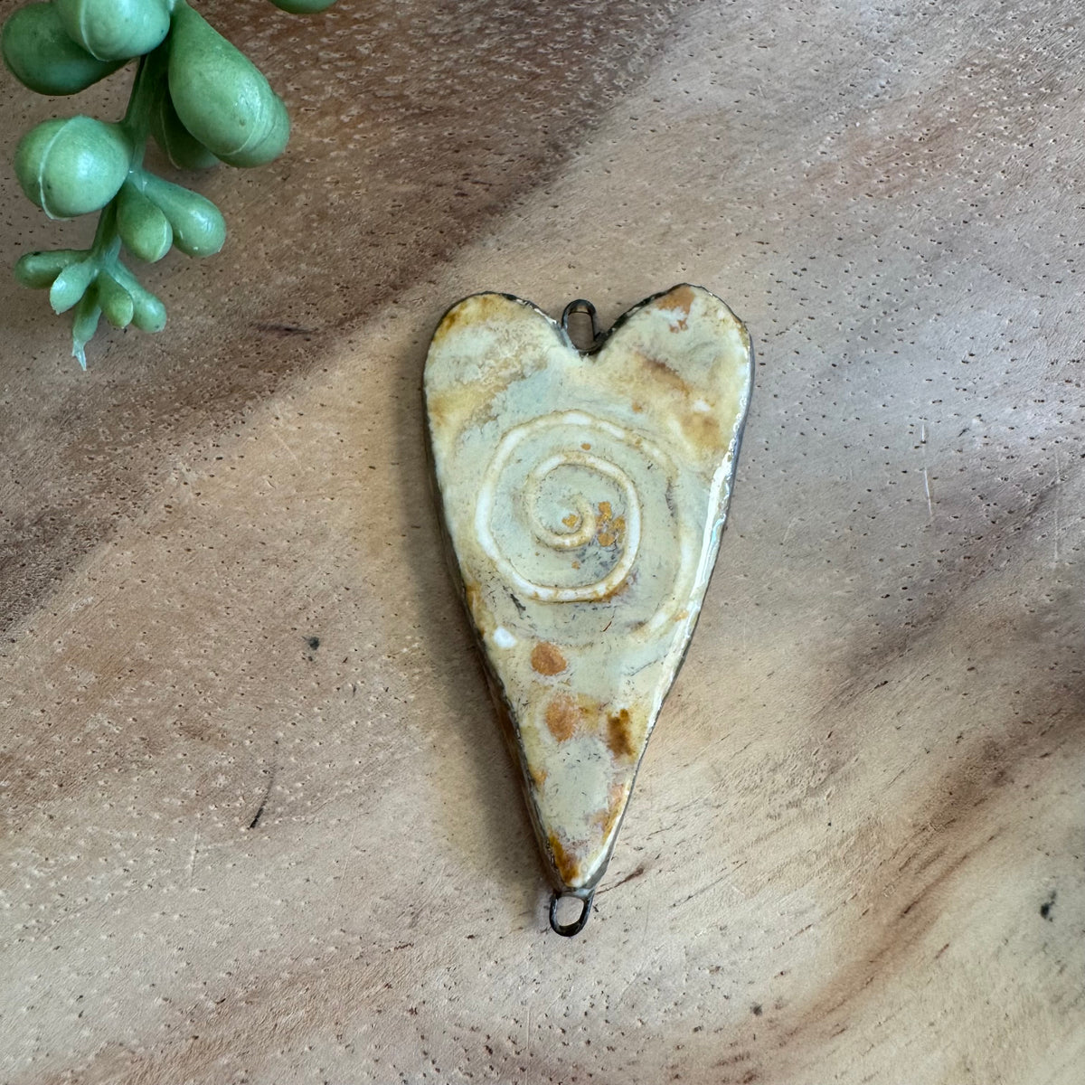 Artisan Ceramic Heart Connector Pendant by Molly Perry MP13