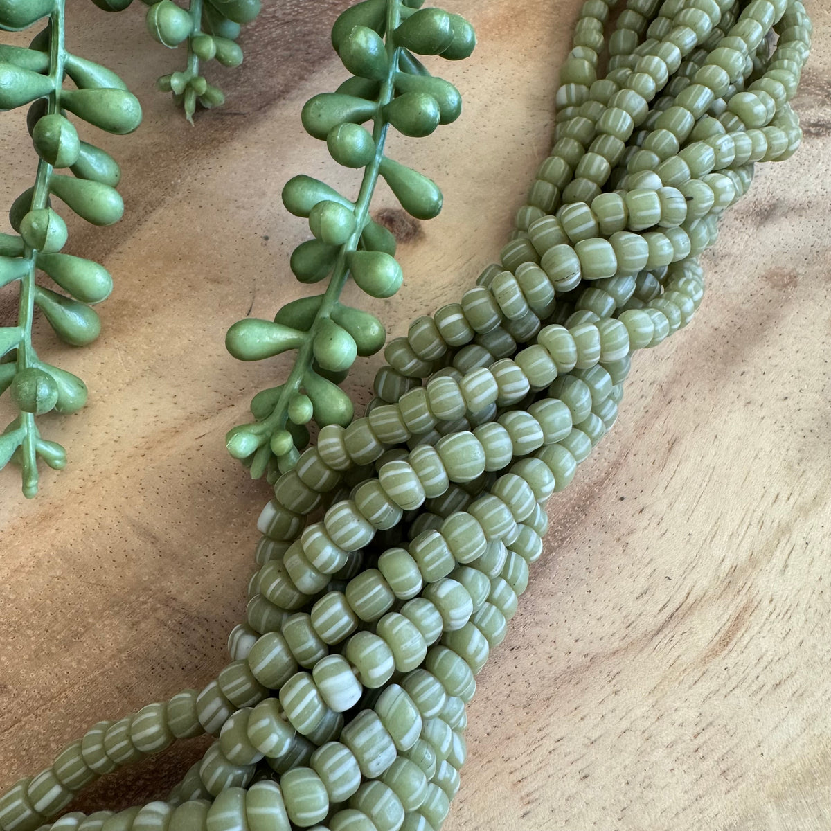 Green Striped Java Gooseberry Beads JS003