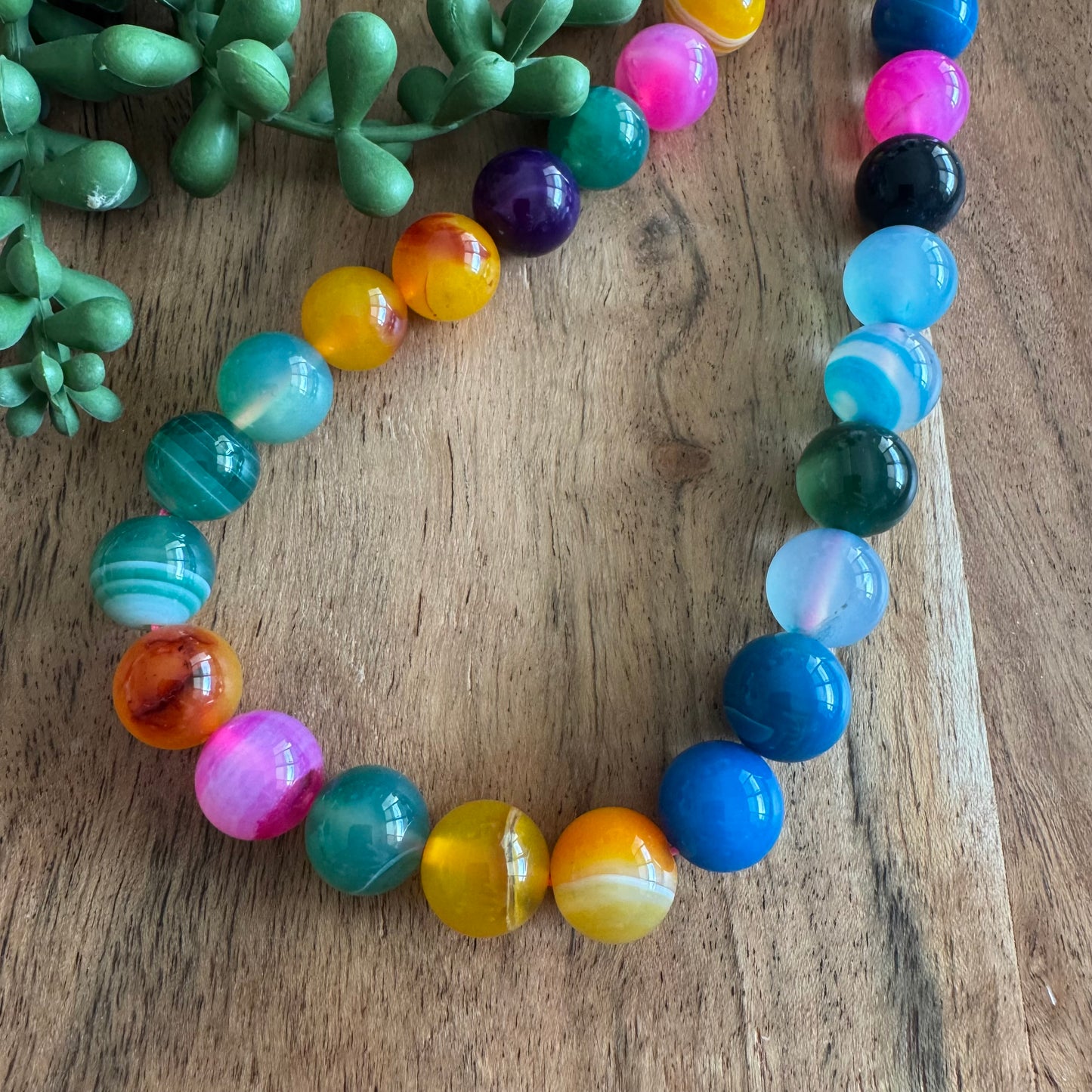 Multicolor Dyed Agate Beads – 12 mm, 15-Inch Strand