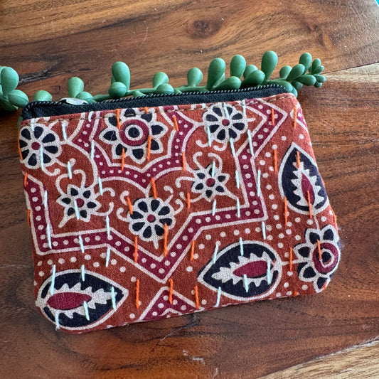 Small Zippered Pouch – Batik-Inspired Design