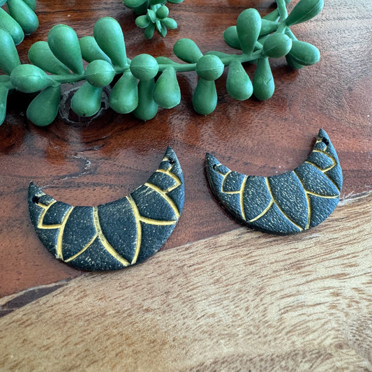 Black Crescent Pendant Pair