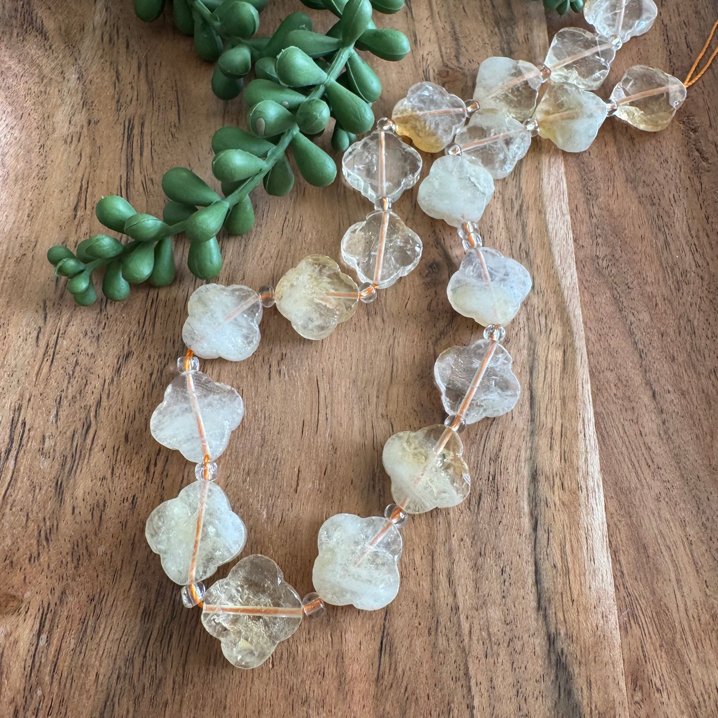 Citrine Quatrefoil Bead Strand 18mm