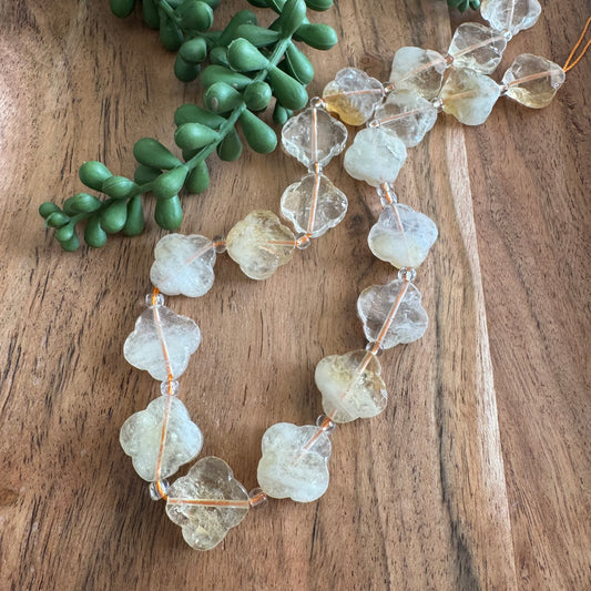 Citrine Quatrefoil Bead Strand 18mm