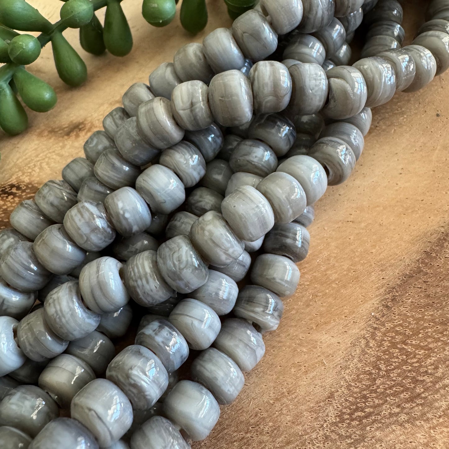 Gray Crow Glass Beads CR03