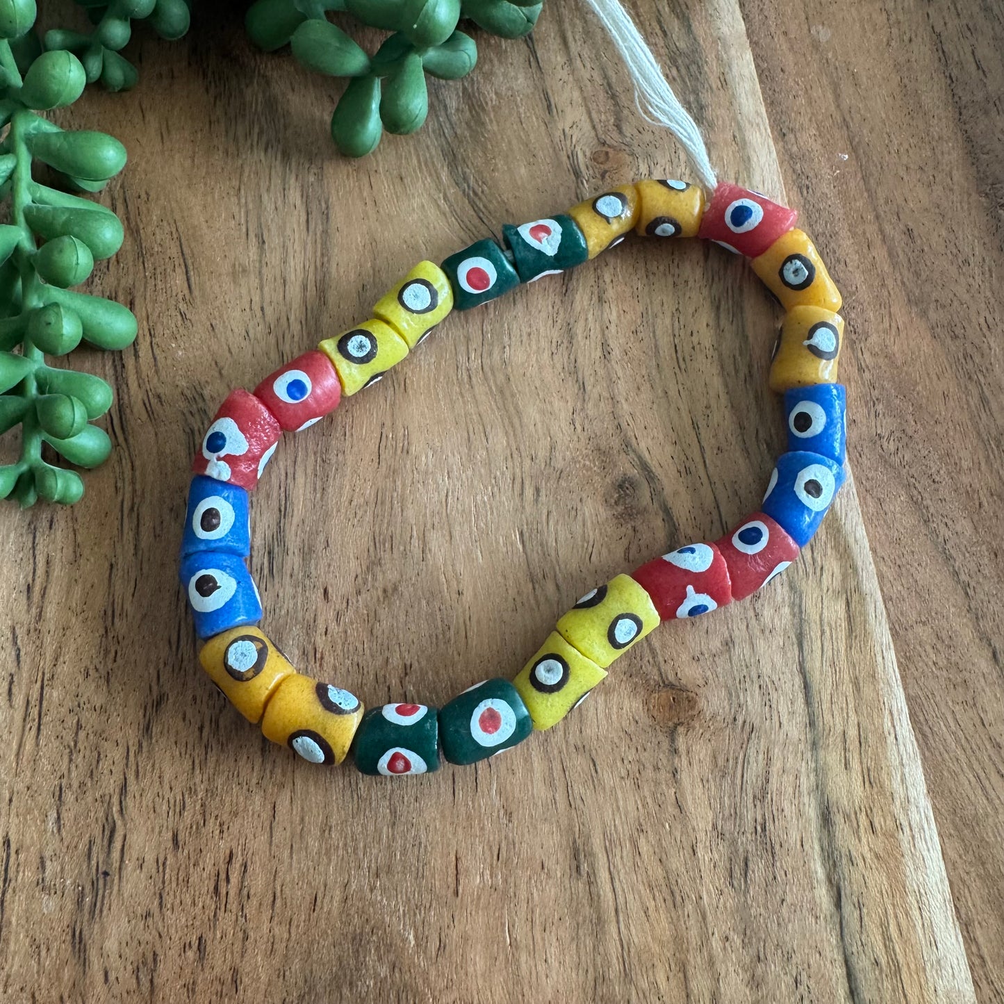 Multi Color African Glass Krobo Beads – 8x11 mm – 10 Inch Strand