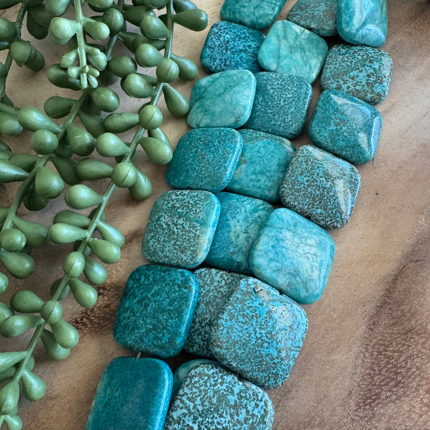 Teal Dyed Jasper Square Bead Strand- 25mm - 15 Inches ST14