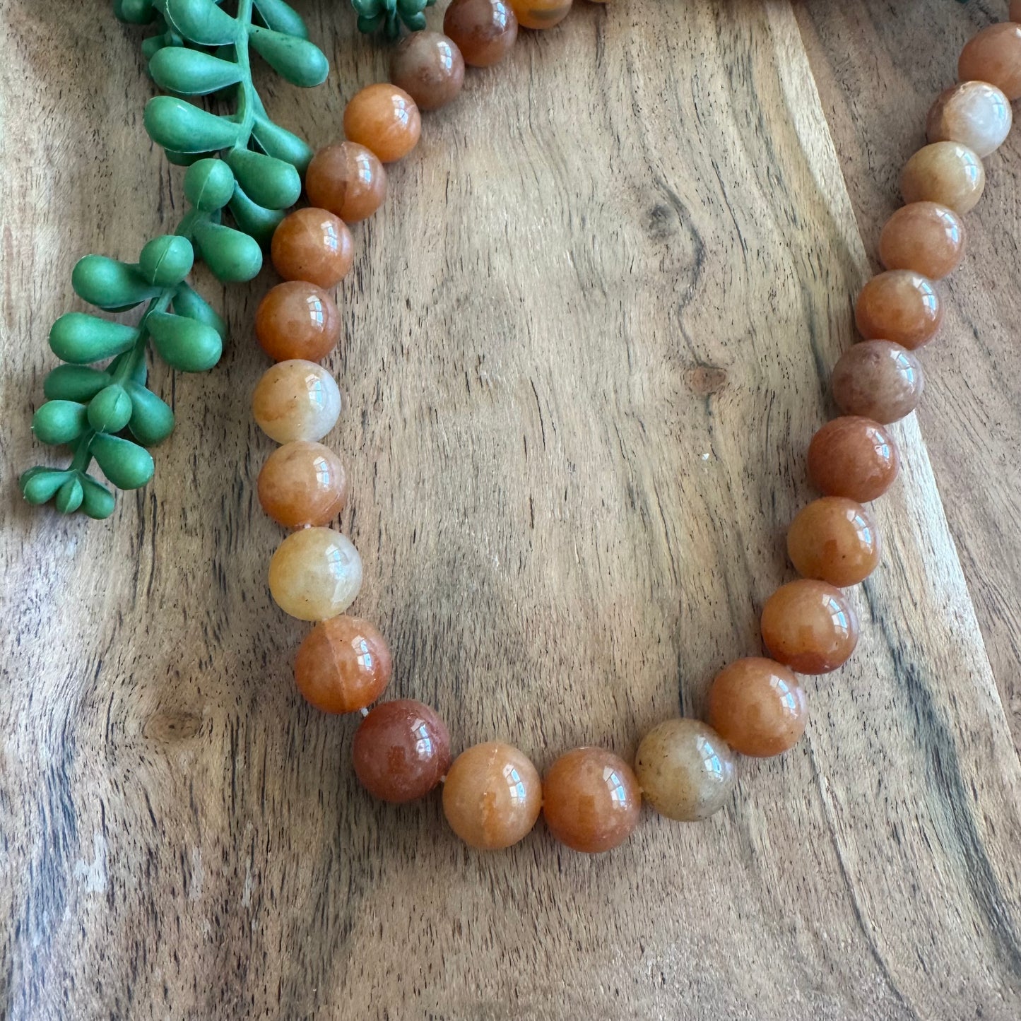 12 mm Peach Aventurine Round Bead Strand – 15”