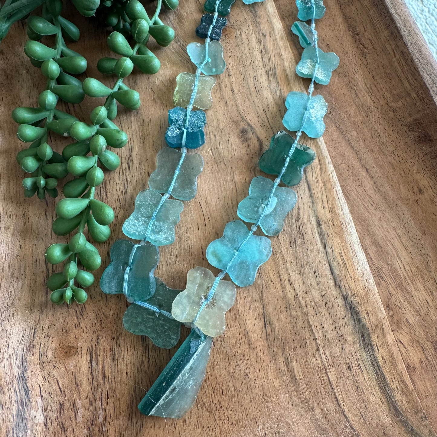Clover Roman Glass Beads with Small Pendant – 12–20 mm – 15–16 Inch Strand- Random Pick!