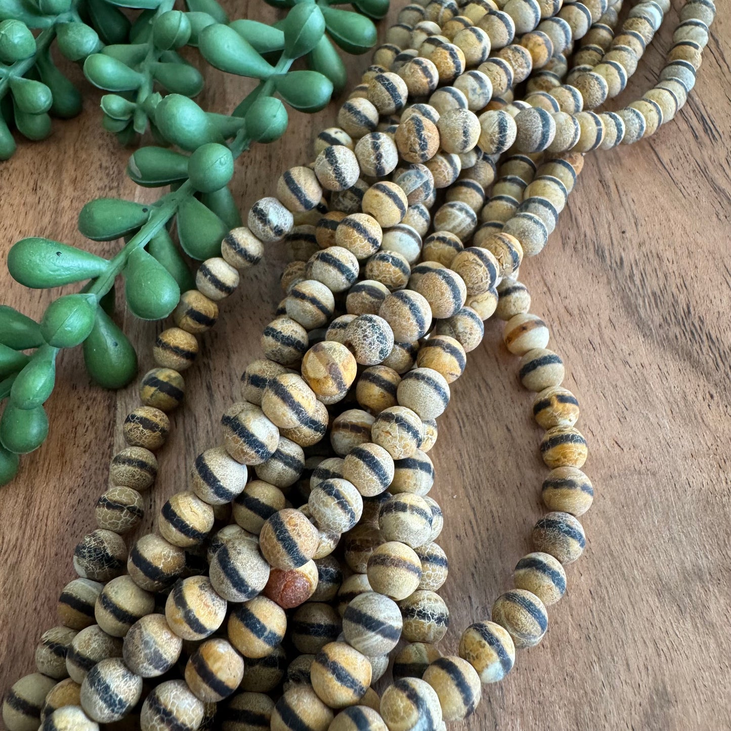 6mm Matte Dzi Agate Bead Strand