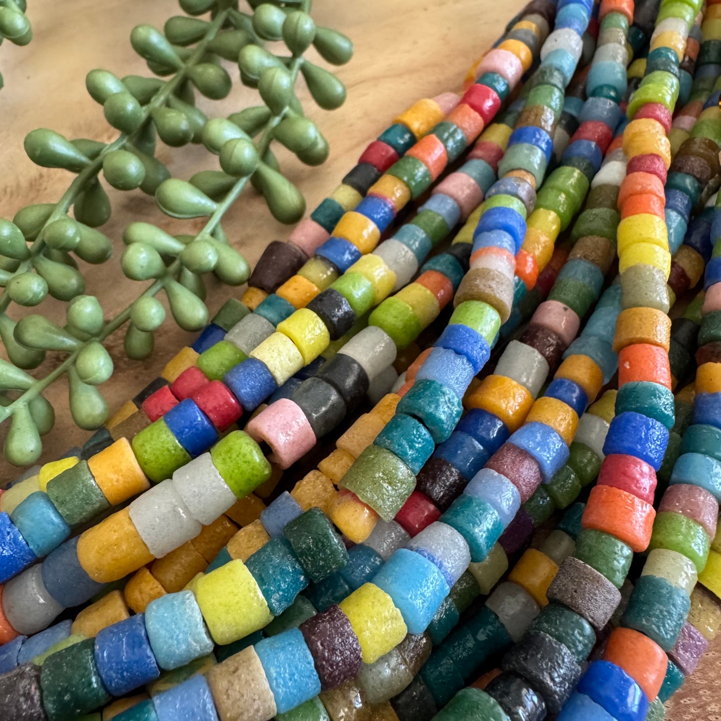 African Recycled Glass Beads – 7-7x6-9mm – 30 Inch Strand AFG01