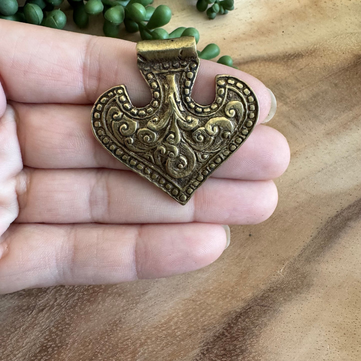 African Brass Shield Pendant 46mm AFB12