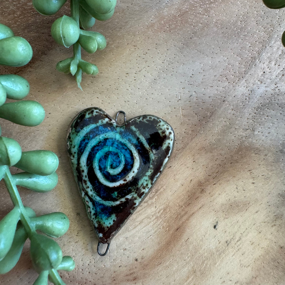 Artisan Ceramic Heart Connector Pendant by Molly Perry MP17