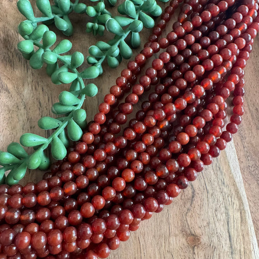 Carnelian Round Bead Strand – 6 mm