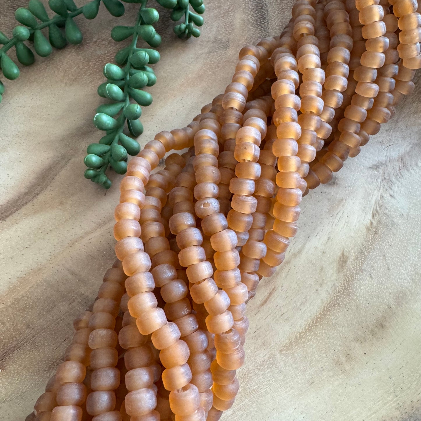 Frosted Orange/Amber Crow Glass Beads (India) CR08