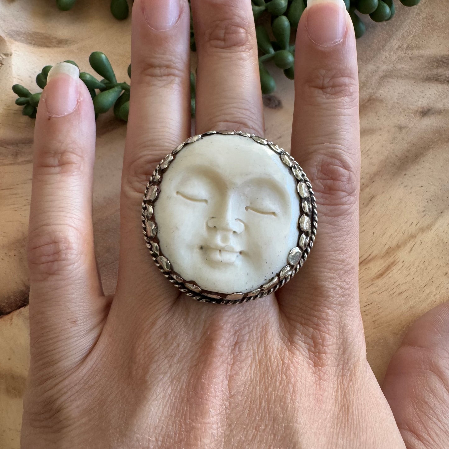 Bone Face Statement Ring – Adjustable SWP17