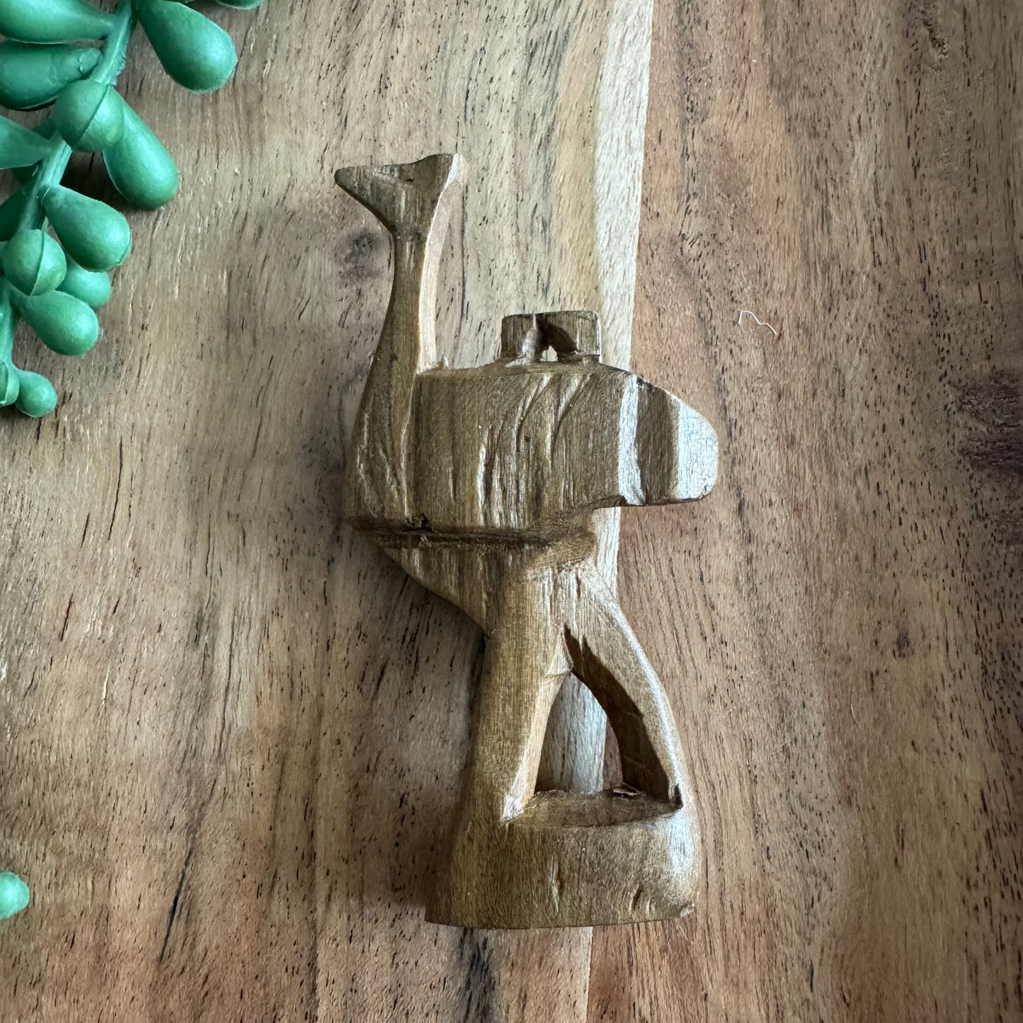 Vintage Carved African Ostrich Pendant -Wood