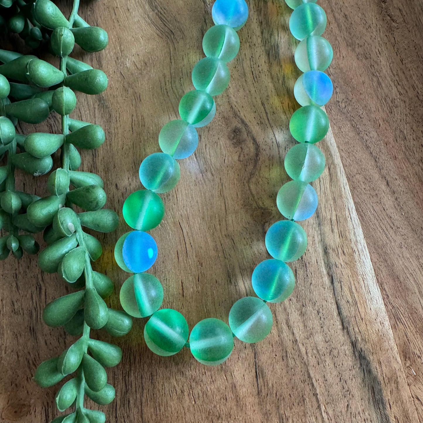 Matte Mermaid Glass Beads – Green, 12 mm