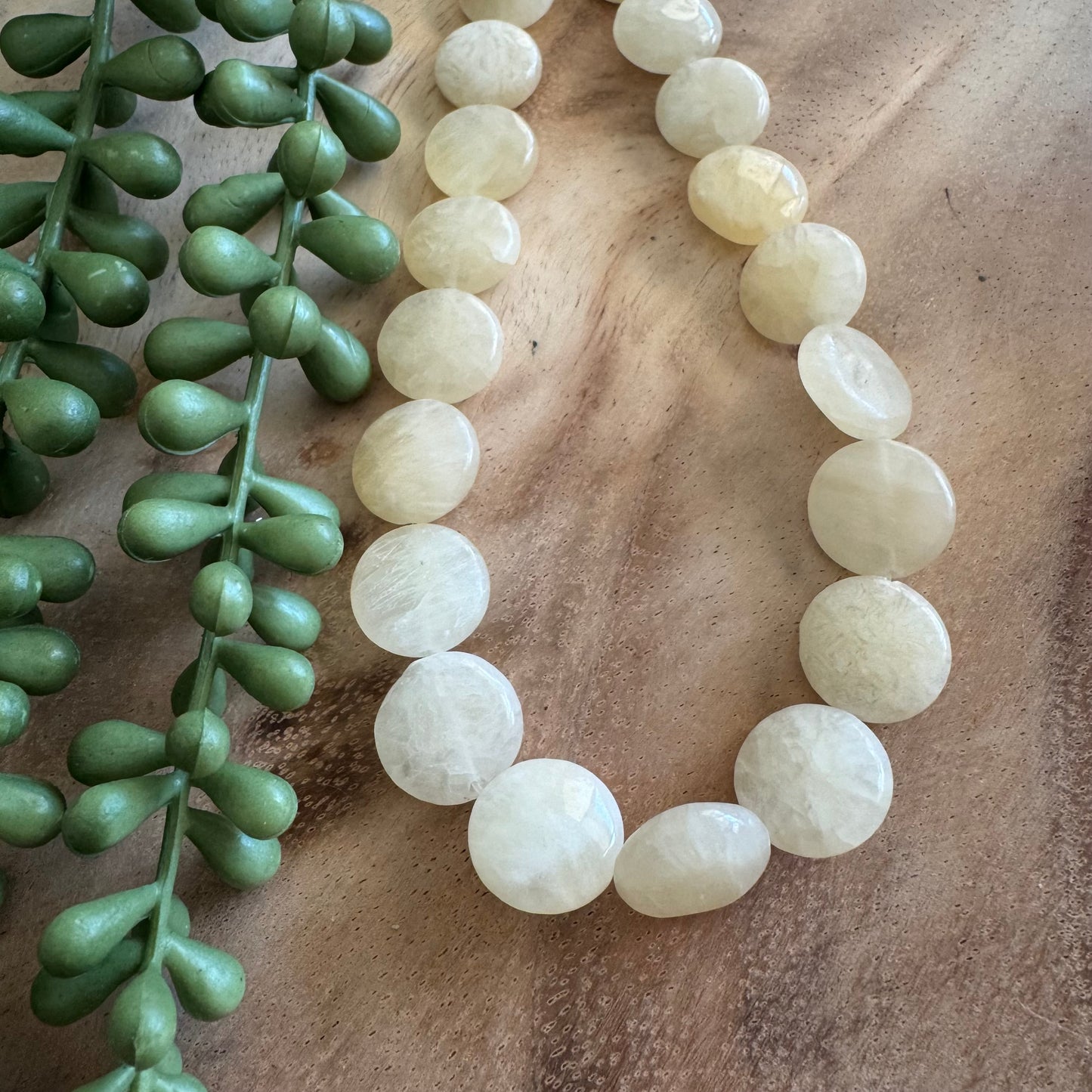 Butter Yellow Calcite Coin Beads – 15mm – 15 Inch Strand ST19
