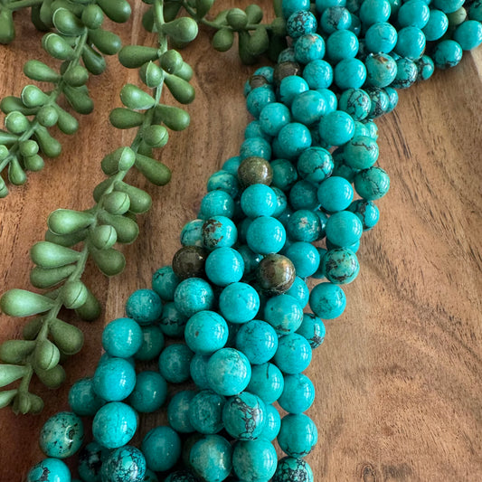 10 mm Dyed Magnesite Round Bead Strand – Turquoise