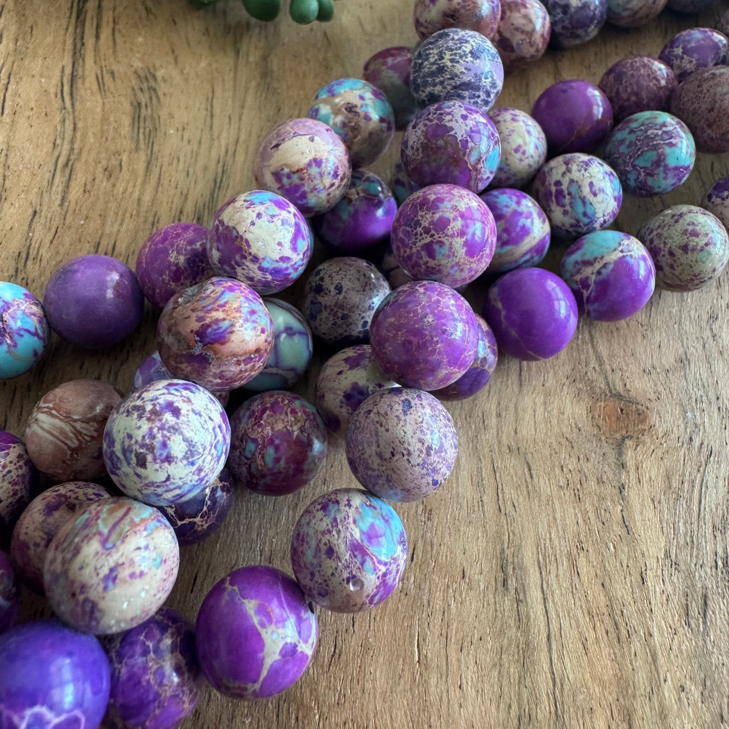 Sea Sediment Jasper Beads – Purple and Turquoise, 10 mm, 15-Inch Strand