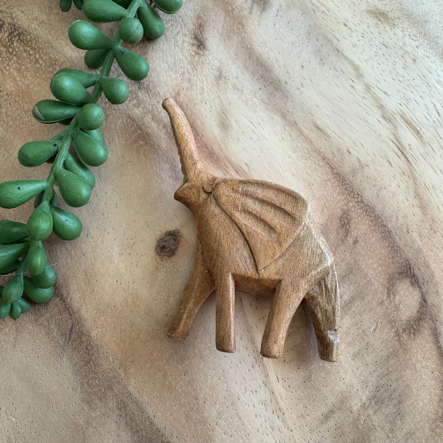 Vintage Wood Carved Elephant Bead – 43x59 mm – Single Piece