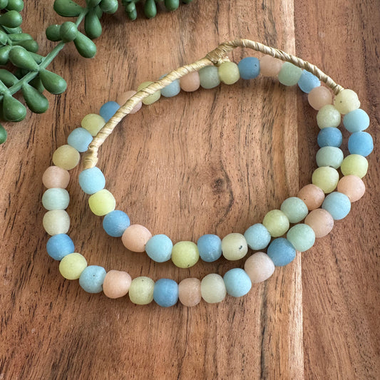 Pastel African Recycled Glass Bead Strand
