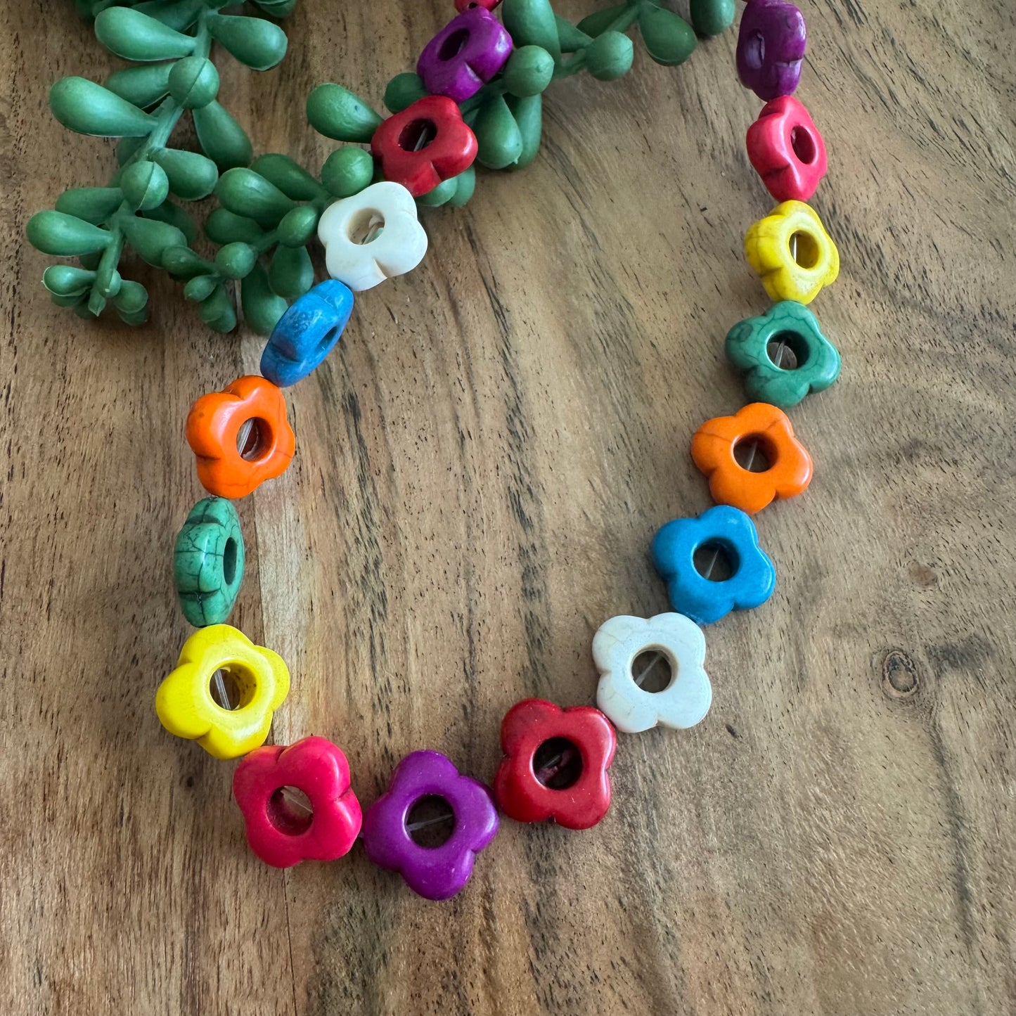 Multicolor Howlite Flower Bead Strand