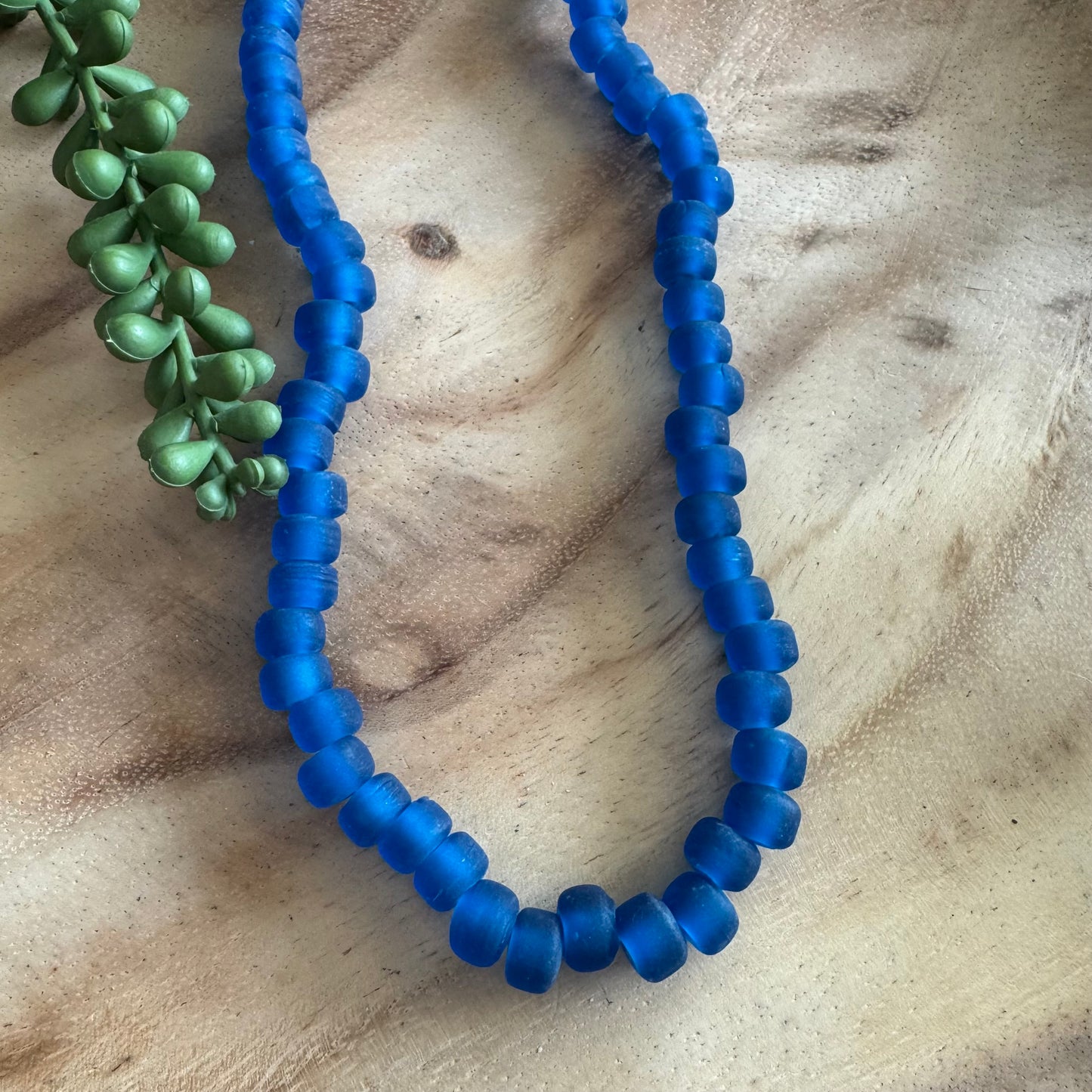 Frosted Blue Crow Glass Beads (India) CR06