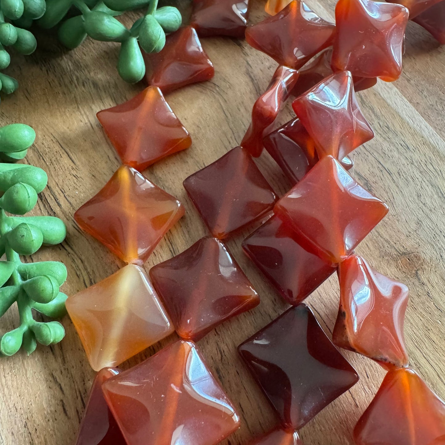 Carnelian Diamond Bead Strand