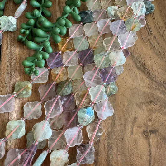 Mixed Gemstone Quatrefoil Bead Strand 18mm