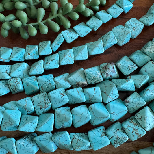 Dyed Turquoise Magnesite Geometric Chunks