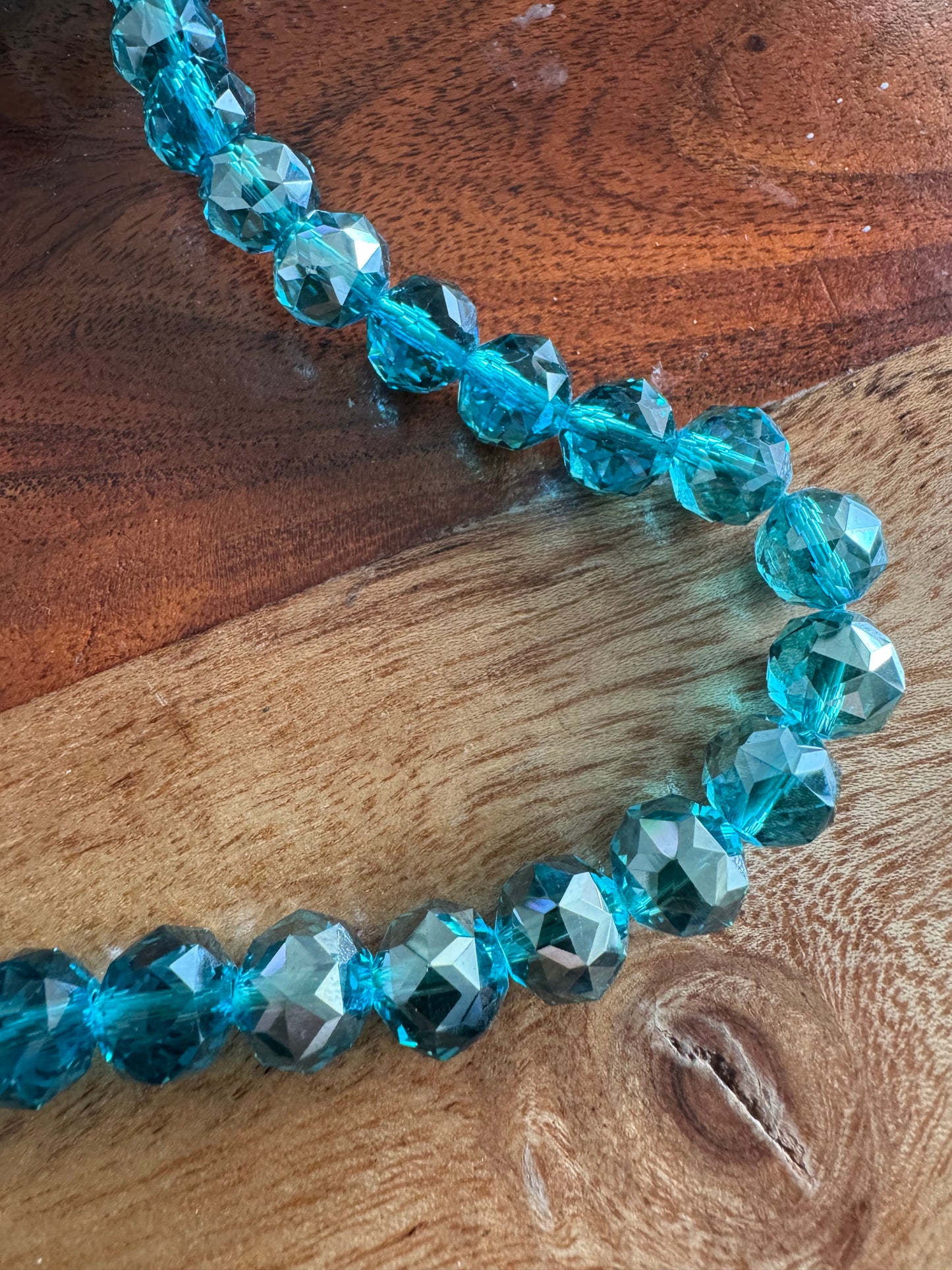 10mm Teal Chinese Crystal Glass – Faceted with Silver Luster