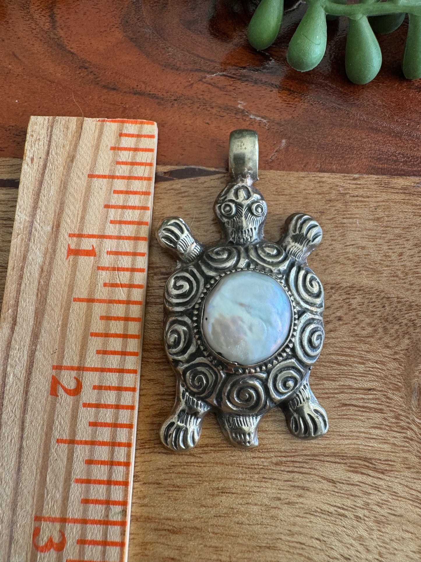 Turtle and Freshwater Pearl Pendant