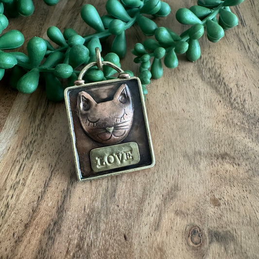 Antiqued Copper Love Kitty Pendant by Patricia Healey PH05