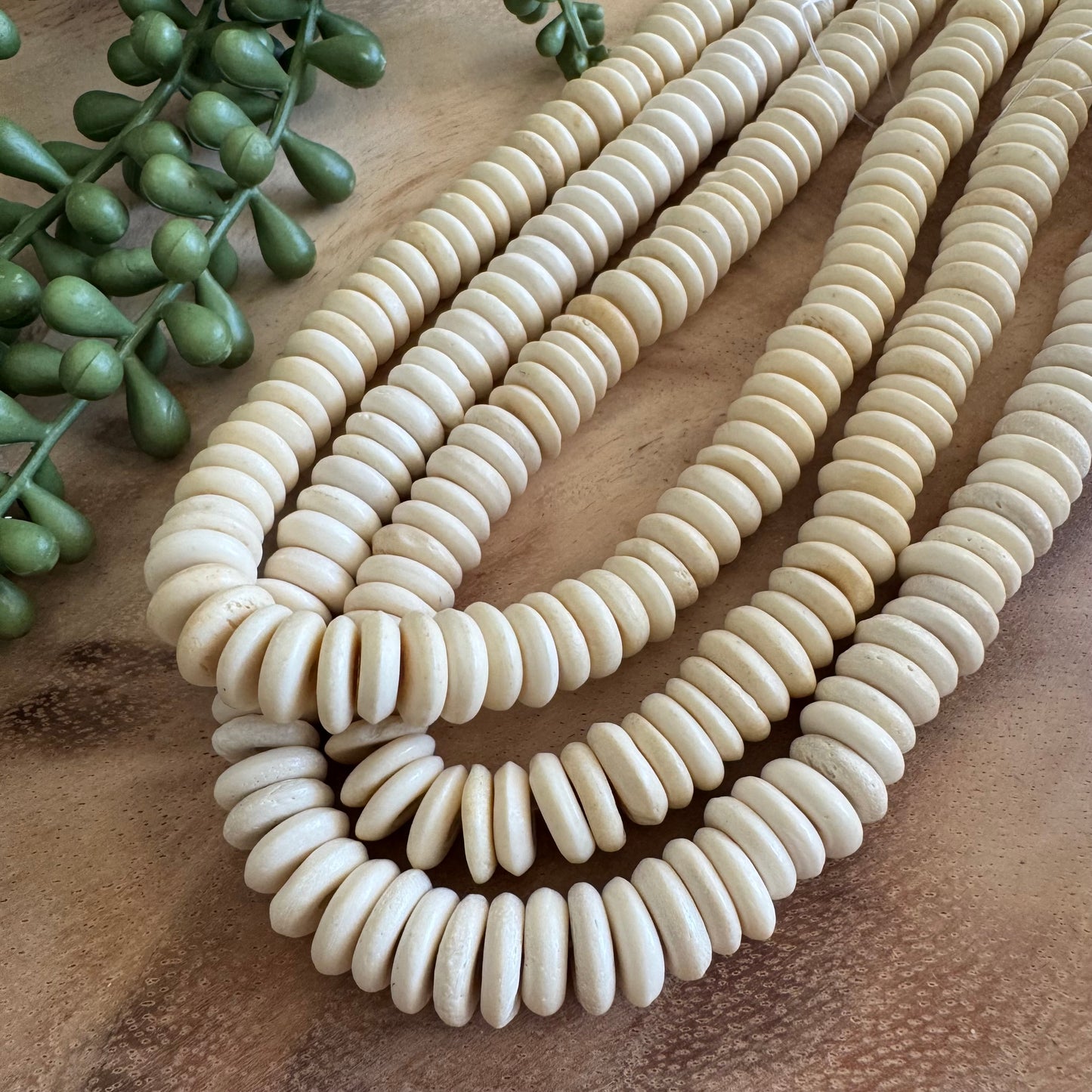 Bone Rondelle Beads – 4x12 – 15–16 Inch Strand BN09