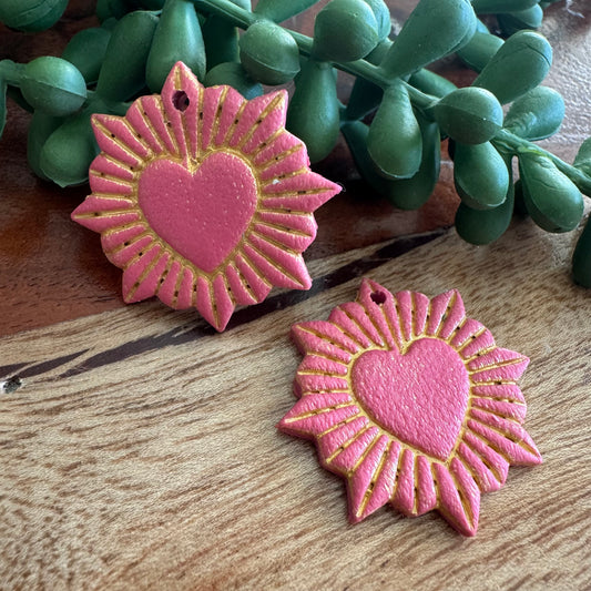 Pink Heart Burst Pendants