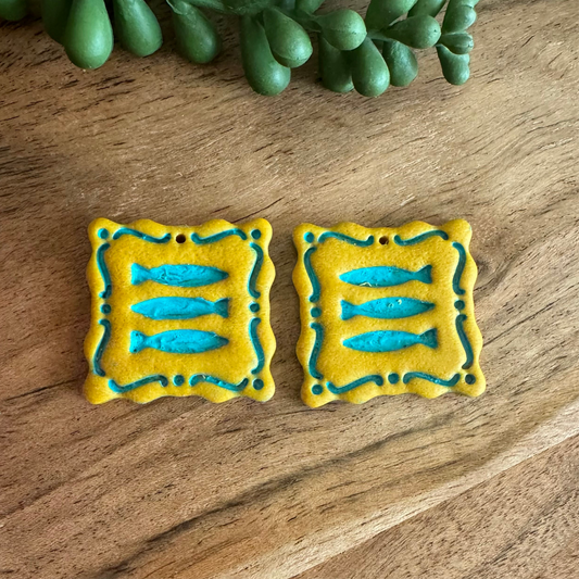Mustard and Turquoise Fish Pair