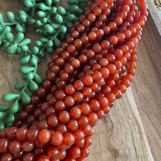 Carnelian Round Bead Strand – 8 mm